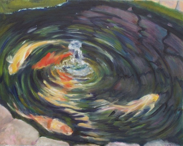 Laura McMillan koi pond oil paintings